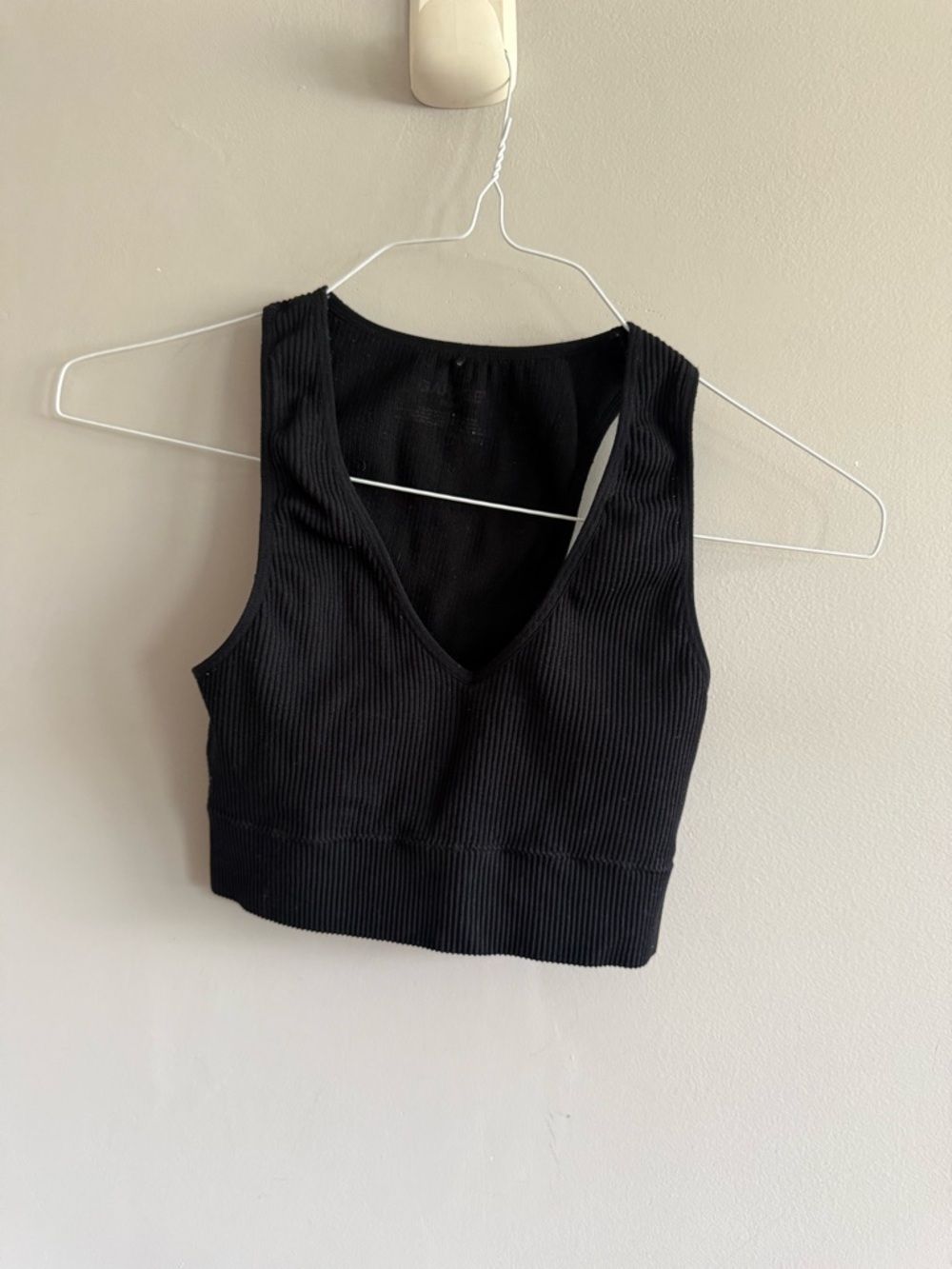 Garage Black Ribbed V Neck Cropped Tank Top Bralette Athleisure Size S